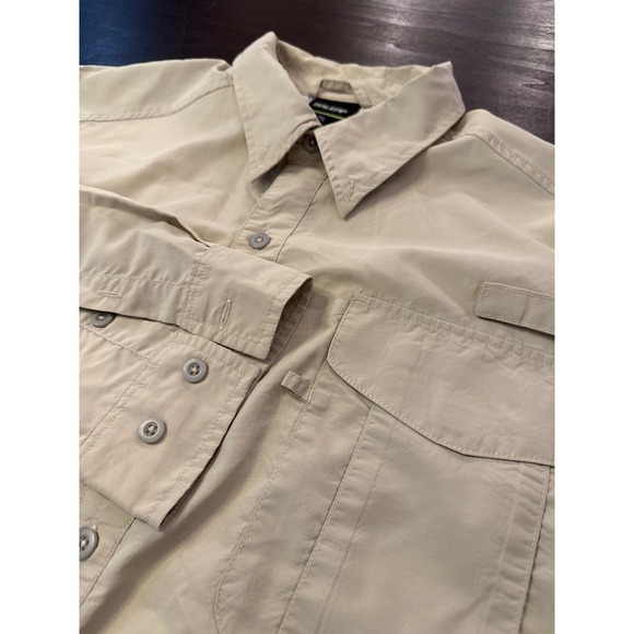 Baleaf Fishing Shirt Men's‎ 2XL Beige Nylon Mesh Lined Vented Back Button-Down - Picture 1 of 10